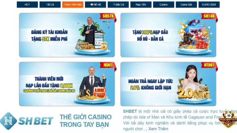 SHBET - nhà cái tặng tiền cược miễn phí thành viên mới