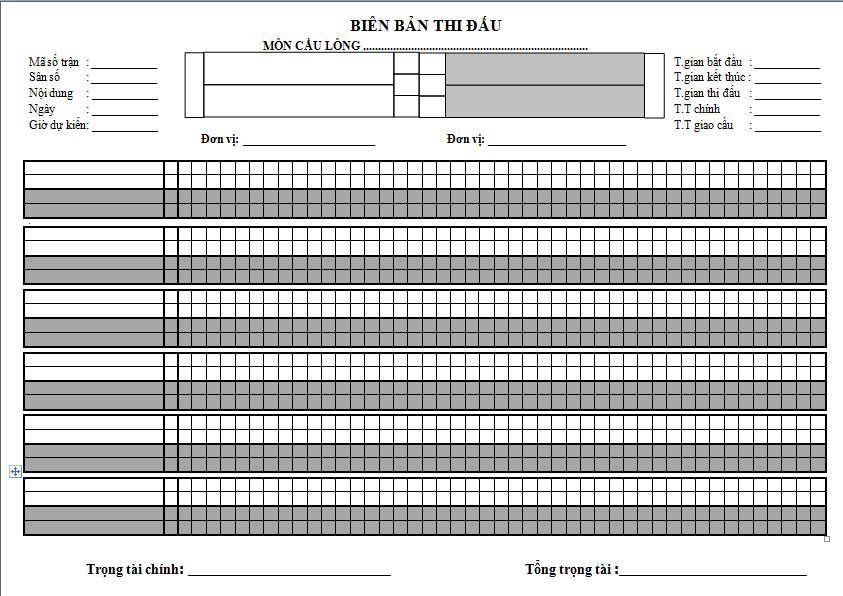 Biên bản thi đấu cầu lông: Cách ghi và các thông tin quan trọng cần lưu ý